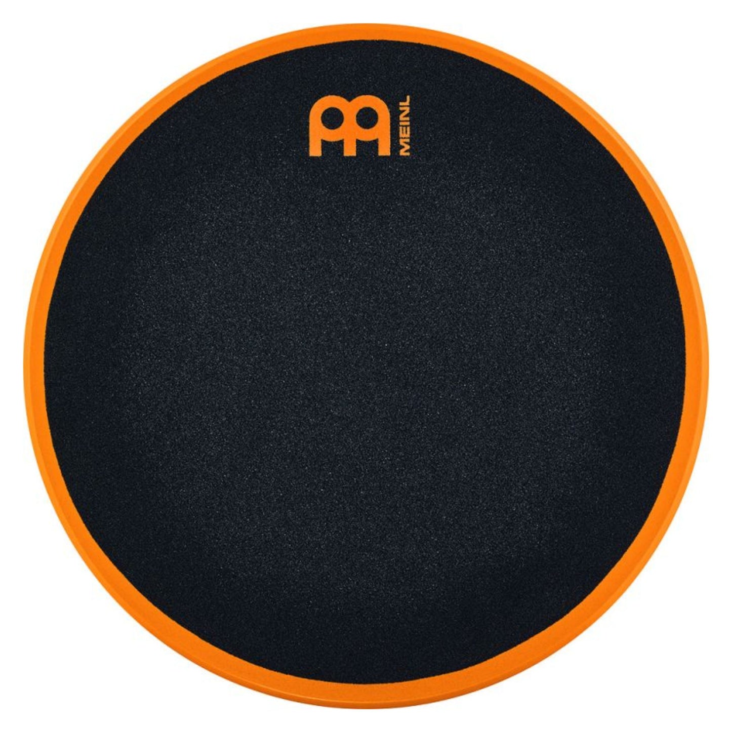 Meinl Marshmallow Practice Pad 12 inch in orange (MMP12OR), top-down view of textured black foam playing surface with orange rim on a white background.