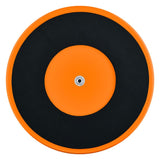 Meinl Marshmallow Practice Pad 12 inch in orange (MMP12OR), underside view showing non-slip base and centre mounting insert on a white background.