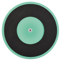bottom view of Meinl Marshmallow Practice Pad 12 inch Sea Foam MMP12SF showing non-slip composite base and 8 mm threaded insert for cymbal stand mounting