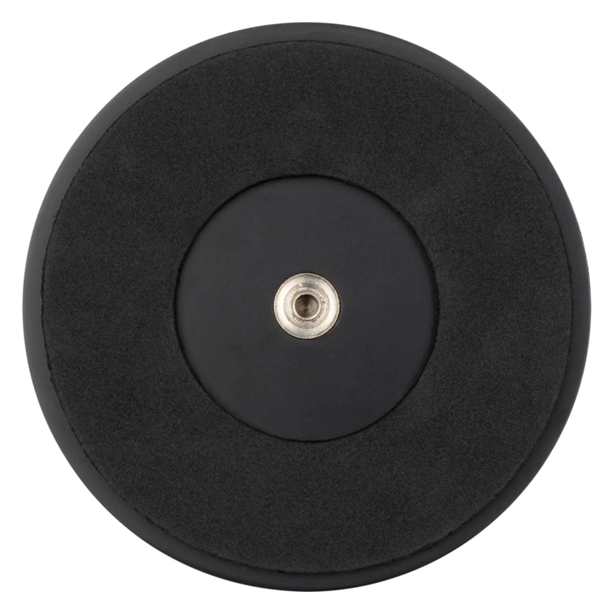 Bottom view of the Meinl Marshmallow Practice Pad 6" Black MMP6BK showing the threaded mounting insert for stand attachment.