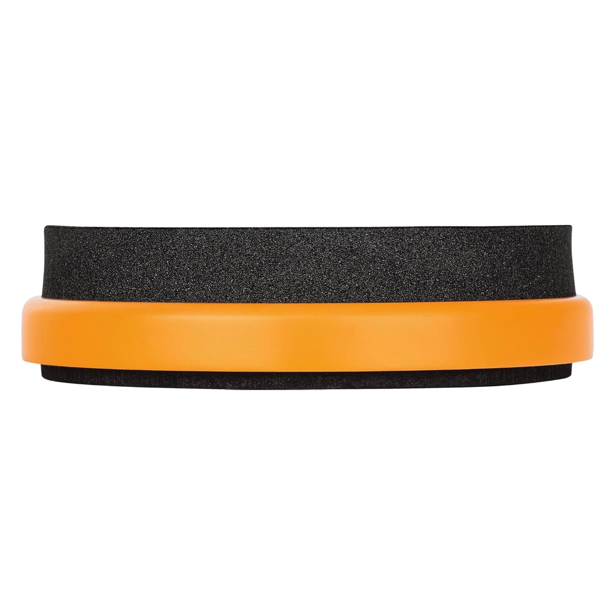 side view of Meinl Marshmallow Practice Pad 6 inch Orange MMP6OR showing thick marshmallow foam surface and durable composite base on white background