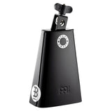 Meinl Classic Rock Big Mouth Cowbell 7 inch Low Pitch SCL70B-BK in black steel, front view showing mount and Steel Craft construction.