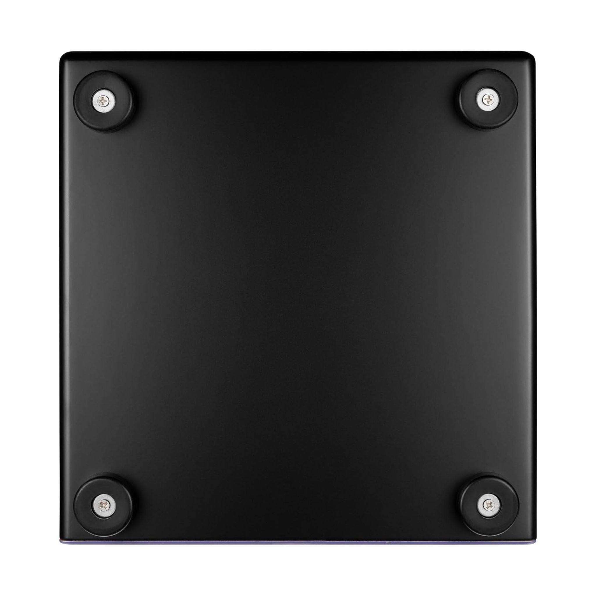 Underside of Meinl Snare Cajon Headliner Series Lilac Purple Fade MCAJ100BK-LPF — showing rubber feet and solid base for stable, professional percussion performance.