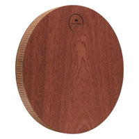 back view of 12 inch rain disk showing smooth wooden rear surface and lightweight circular construction