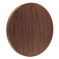 back view of 15 inch rain disk showing smooth wooden rear surface and lightweight circular construction