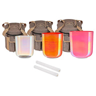 Meinl Sonic Energy 3-Piece Essence Crystal Singing Bowl Set E4 C4 G3 440Hz ECSBSETECG on white background featuring three high-purity quartz crystal singing bowls, two crystal silicone rods, three silicone rings, and three protective carrying bags for meditation and sound therapy sessions
