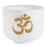 Meinl Sonic Energy 8 inch White Frosted Crystal Singing Bowl Om 136.10 Hz PCSB8OM on white background showing high-purity quartz crystal singing bowl with silicone ring and long-lasting resonance for meditation and sound therapy