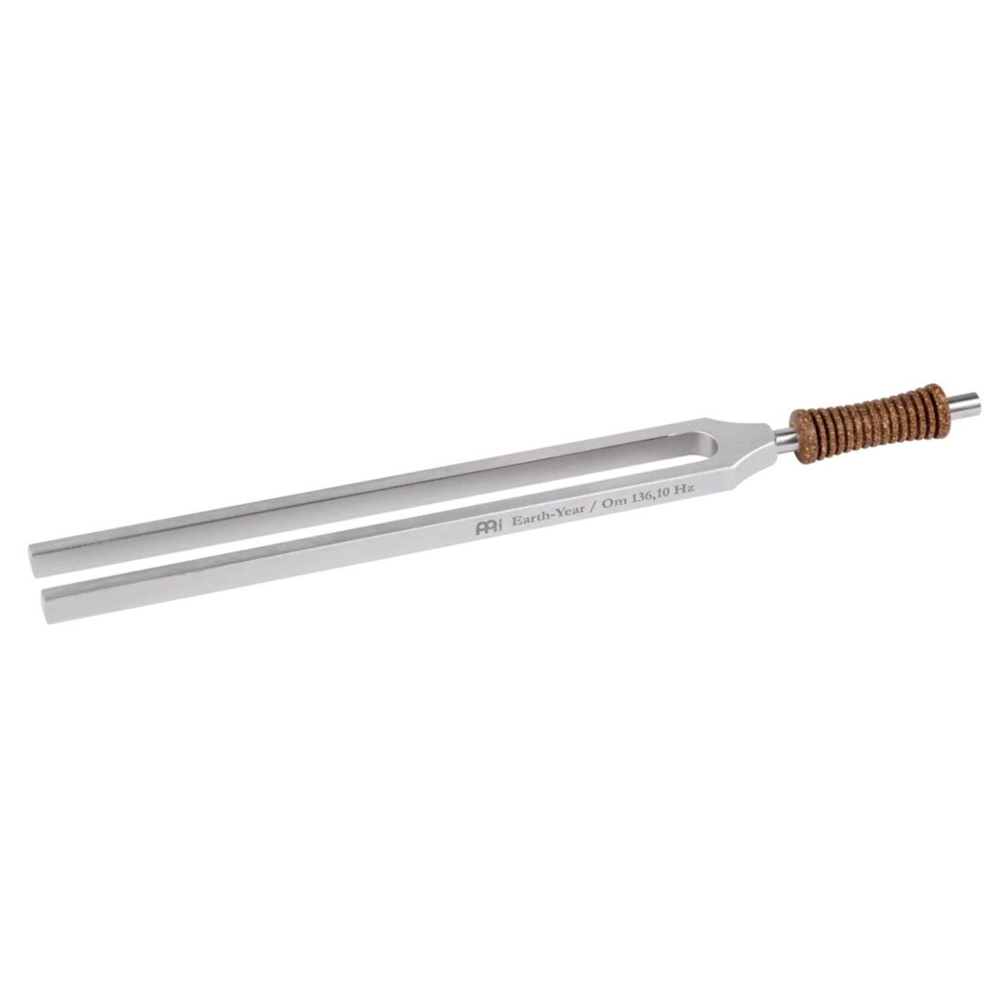 Meinl Sonic Energy Earth Year Therapy Tuning Fork 136.10 Hz TTF-E featuring a nickel-plated steel fork with an ergonomically shaped cork handle.