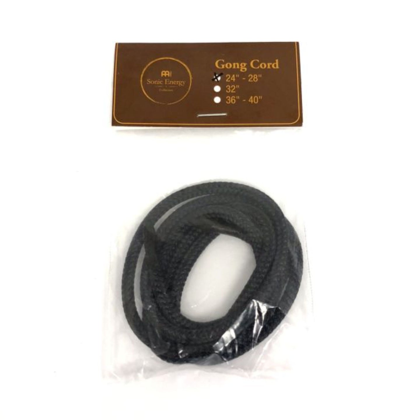 gong cord for 24 to 28 inch gongs in retail packaging showing woven nylon suspension cord and product display card