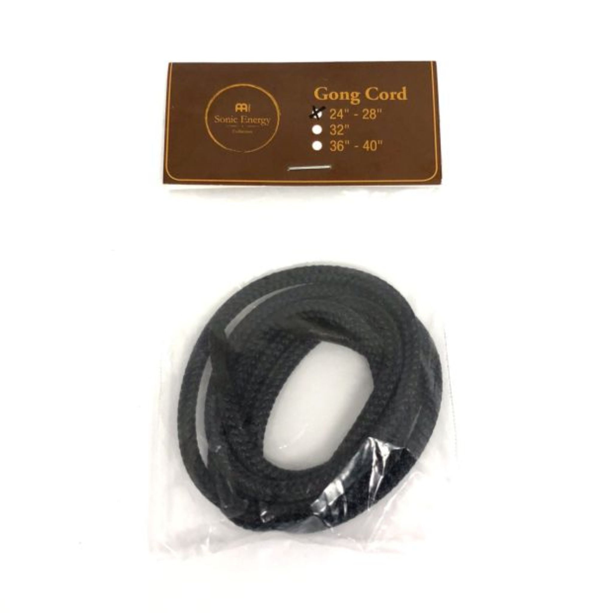 gong cord for 24 to 28 inch gongs in retail packaging showing woven nylon suspension cord and product display card
