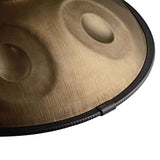 Close-up of the Meinl Sonic Energy Handpan tone fields showing expert craftsmanship and perfect tuning.