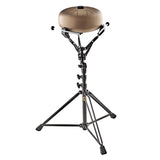 Meinl Sonic Energy handpan stand holding a steel tongue drum.