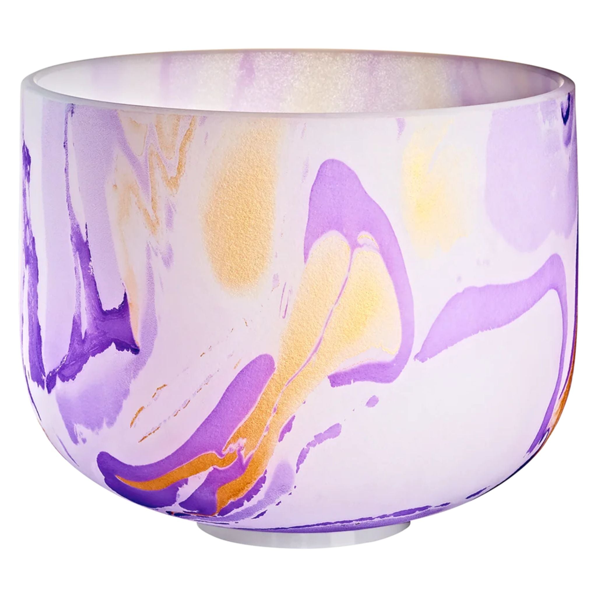 Meinl Sonic Energy Marble Crystal Singing Bowl B4 Purple Crown Chakra 432Hz MCSB10B on white background showing high-purity quartz crystal singing bowl with marbled purple finish and silicone ring