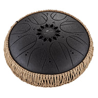 Meinl Sonic Energy Medium Octave Steel Tongue Drum 10" B Minor 432 Hz MOSTD1BK featuring an 8-note stainless steel design with a black finish.
