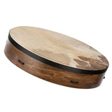 side view of Meinl Sonic Energy Ritual Frame Drum 18 inch Goat Skin RD18WB showing natural goat skin head, frame depth, and walnut brown wooden construction