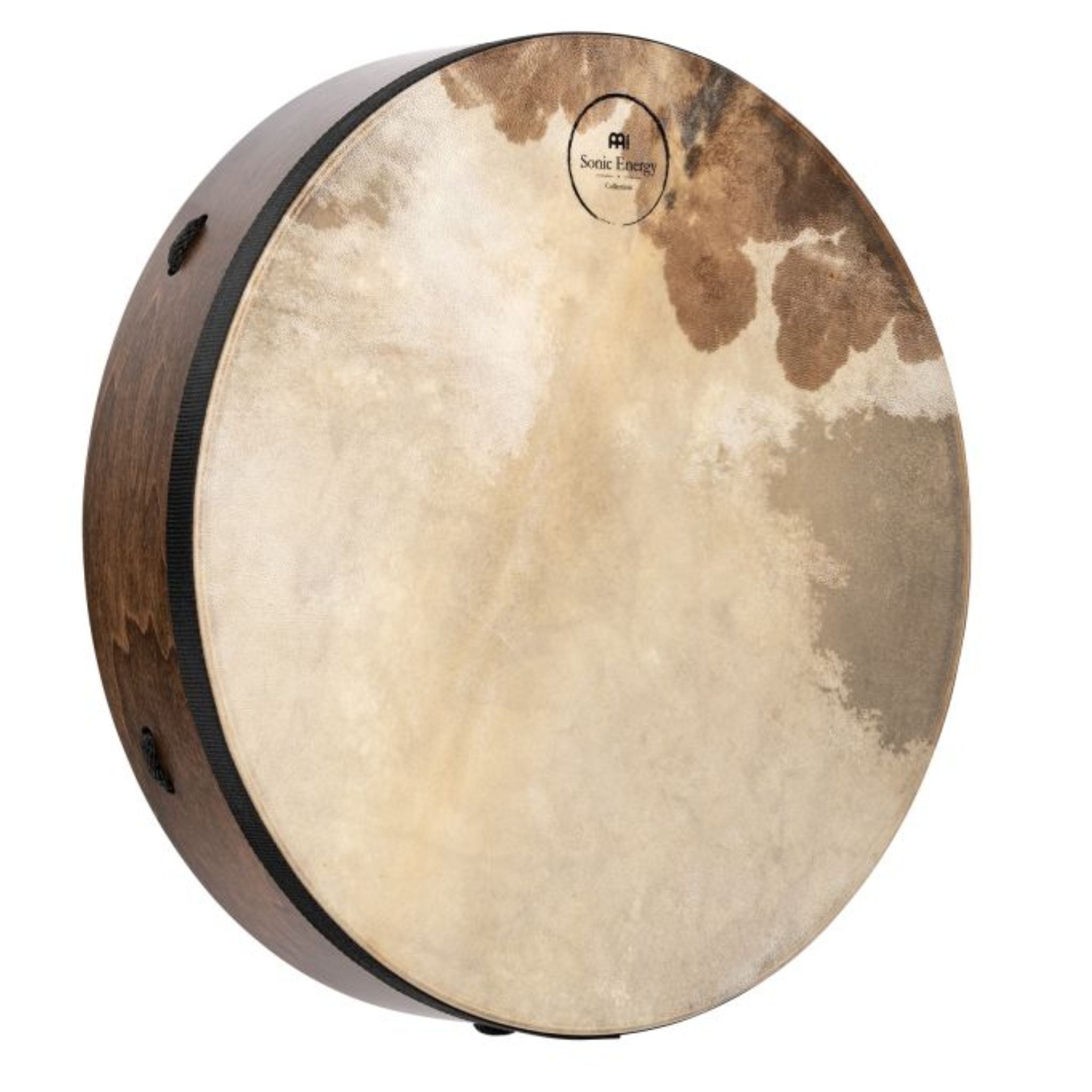 Meinl Sonic Energy Ritual Frame Drum 18 inch Goat Skin RD18WB on white background showing natural goat skin head and walnut brown wooden frame
