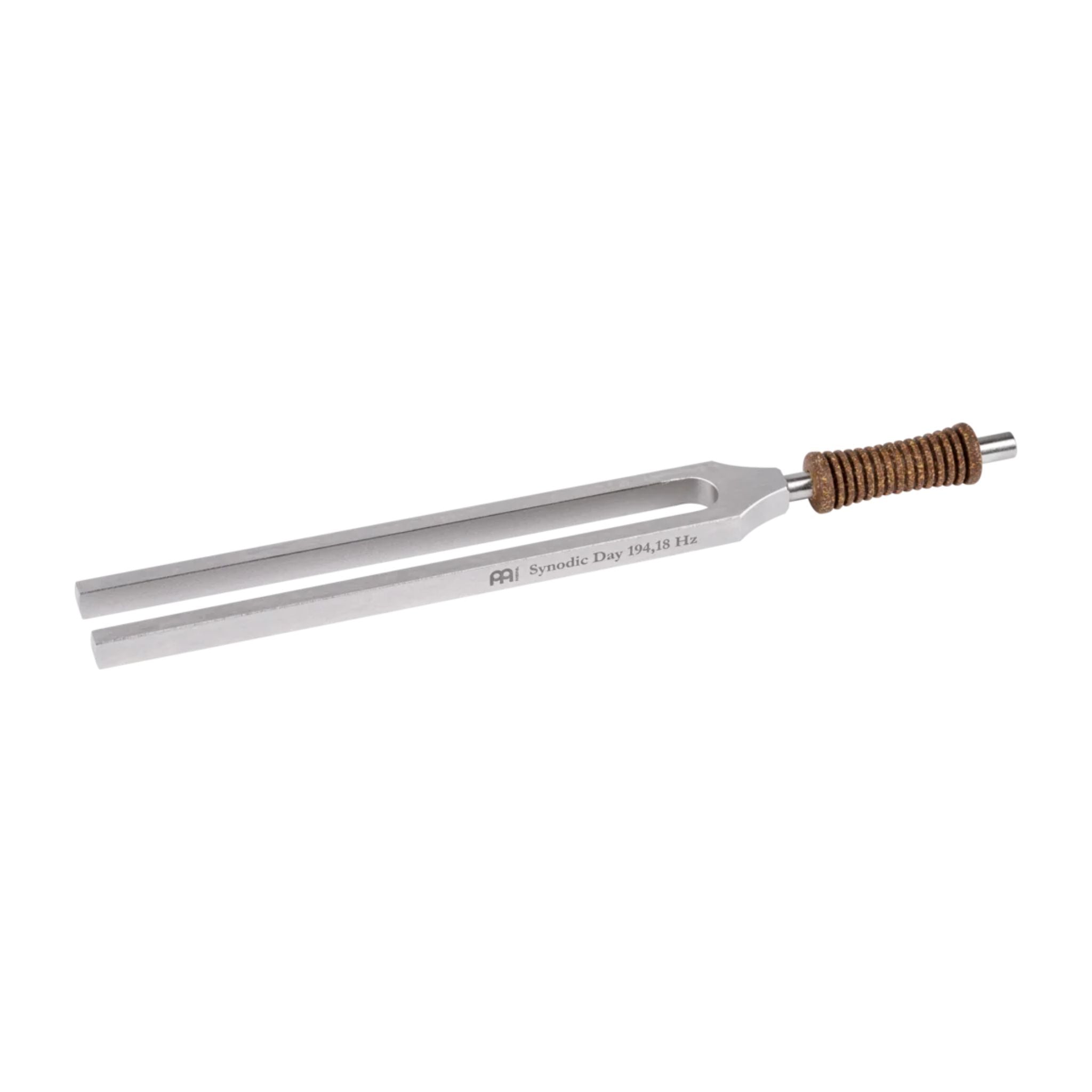 Meinl Sonic Energy Synodic Day Therapy Tuning Fork 194.18 Hz TTF-E-SY featuring a nickel-plated steel fork with an ergonomically shaped cork handle.