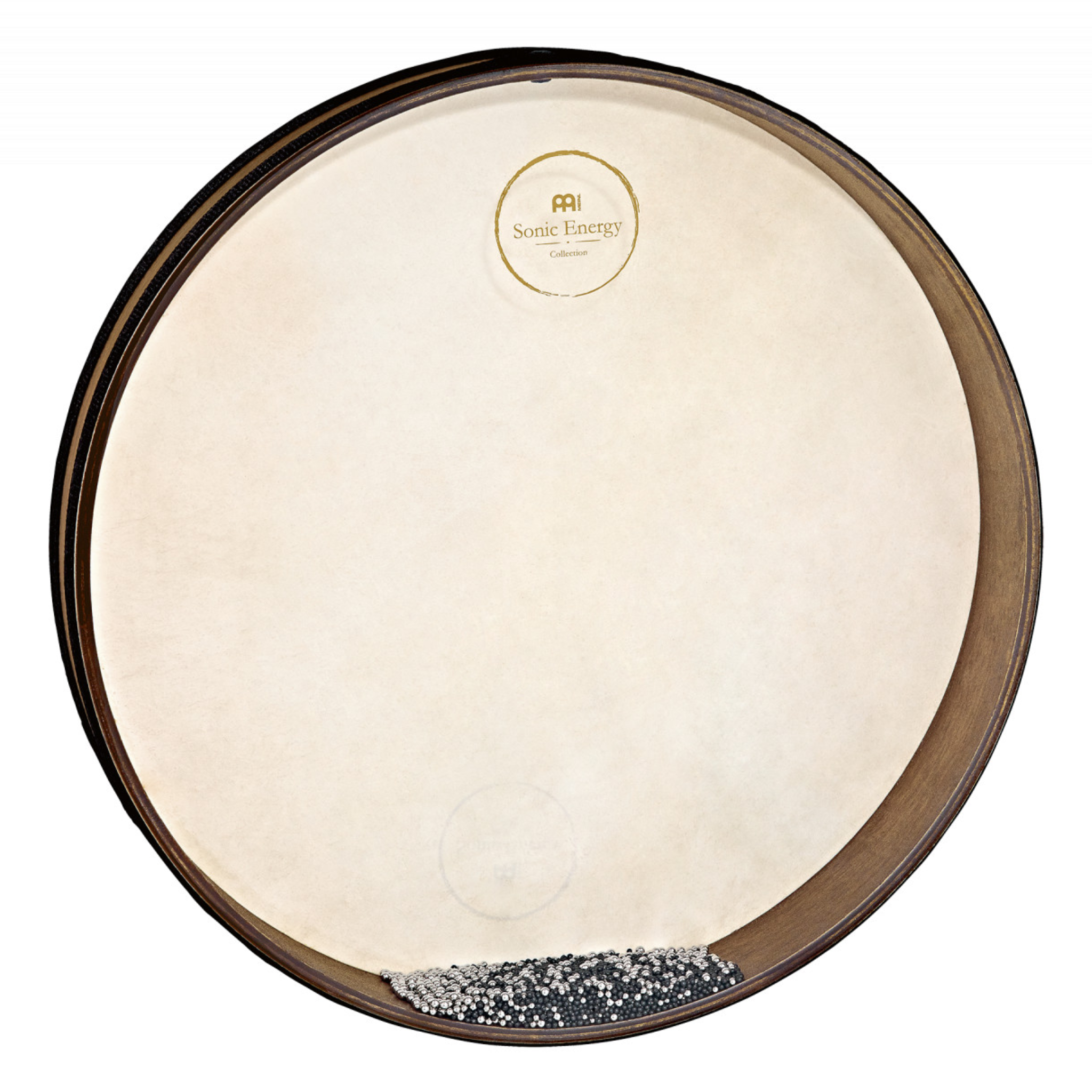 Meinl Sonic Energy Wave Drum 16-inch in Walnut Brown showing the clear synthetic head on a white background. | Drum Republic