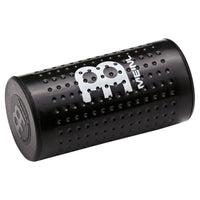 Meinl Studiomix Shaker medium volume in black (SH12-M-BK), angled view showing textured cylindrical body designed for controlled studio-ready shaker response.
