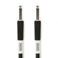 Close-up of MXR Standard Instrument Cable DCIS10 straight 1/4 inch connectors, designed for reliable signal transfer between electronic drum kits, instruments, and amplifiers.