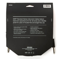 Rear packaging view of MXR Standard Instrument Cable 20 ft DCIS20 showing product specifications and construction details for reliable instrument and electronic drum kit connections.