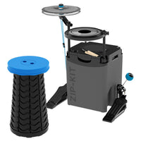 NUVO Zip-Kit Essential compact acoustic drum kit with snare, hi-hat, bass drum, kick pedal, practice pad and adjustable stool.