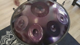 Sound demonstration of the Mano Percussion ManoPan MPC55P 10-note D Kurd handpan in purple, showcasing its warm resonance and sustained tones.