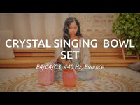 Meinl Sonic Energy 3-Piece Essence Crystal Singing Bowl Set E4 C4 G3 440Hz ECSBSETECG being played to demonstrate harmonic triad tones, rich quartz crystal resonance, and long-lasting vibrations for meditation, sound therapy, yoga, and immersive sound exploration.