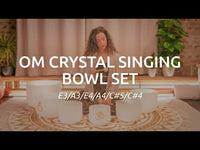Meinl Sonic Energy 6-Piece Om Crystal Singing Bowl Set CSBSETOM6 being played to demonstrate bright harmonic tones, Om 136.10 Hz resonance, layered crystal bowl soundscapes, and long-lasting quartz vibrations for meditation, sound therapy, mindfulness, and immersive sound exploration.