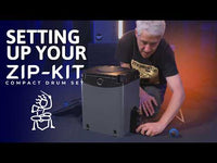 Video guide demonstrating how to set up and assemble the NUVO Zip-Kit Essential compact acoustic drum kit.