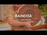 15 inch rain disk being rotated to demonstrate flowing ocean-like resonance and immersive ambient sound for meditation and relaxation