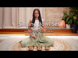 Meinl Sonic Energy 4-Piece Universal Series Singing Bowl Set SB-U-1750 being played to demonstrate rich bronze singing bowl tones, harmonic overtones, and long-lasting resonance for meditation, sound therapy, mindfulness, yoga, and immersive sound exploration.