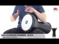 10 inch aluminium bass doumbek drum being played to demonstrate deep bass tones and sharp articulated highs for dynamic hand percussion performance