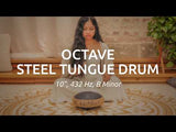 Meinl Sonic Energy Medium Octave Steel Tongue Drum 10" B Minor 432 Hz MOSTD1BK demonstrated to showcase its warm, handpan-inspired tones, extended two-octave range, and intuitive melodic playing with fingers and mallets.