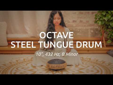 Meinl Sonic Energy Medium Octave Steel Tongue Drum 10" B Minor 432 Hz MOSTD1BK demonstrated to showcase its warm, handpan-inspired tones, extended two-octave range, and intuitive melodic playing with fingers and mallets.