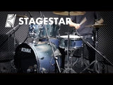 Video demonstrating the Tama Stagestar 5-Piece Drum Kit, showcasing its full acoustic drum sound, poplar shell response, and versatile playing character.
