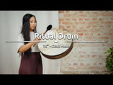 Meinl Sonic Energy Ritual Frame Drum 18 inch Goat Skin RD18WB being played with mallet to demonstrate deep warm resonance, grounding rhythms, and expressive frame drum tones for meditation, sound baths, and rhythmic exploration.