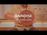 12 inch rain disk being rotated to demonstrate flowing water-like resonance and calming ambient sound for meditation and relaxation