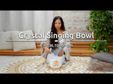 Meinl Sonic Energy 8 inch White Frosted Crystal Singing Bowl Om 136.10 Hz PCSB8OM being played to demonstrate clear quartz crystal tones, long-lasting resonance, and harmonic sustain for meditation, sound therapy, mindfulness, and immersive sound exploration.