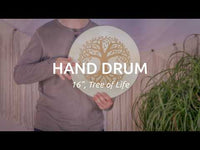 Meinl Sonic Energy Frame Drum 16 inch Tree of Life HD16WB-TOL being played to demonstrate warm resonant tones, natural goat skin response, and expressive frame drum techniques for rhythm and sound exploration