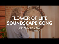 Meinl Sonic Energy 24 inch Flower of Life Soundscape Gong 64Hz GFOL24 being played to demonstrate deep resonant tones, evolving overtones, and immersive soundscapes for meditation, sound therapy, mindfulness, yoga, and professional wellness practices.