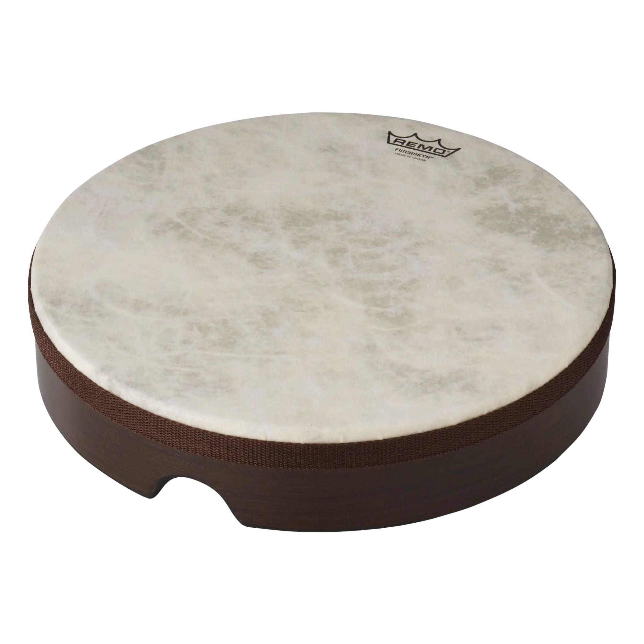 16 inch Fiberskyn frame drum on white background showing pre-tuned drumhead and Acousticon shell construction