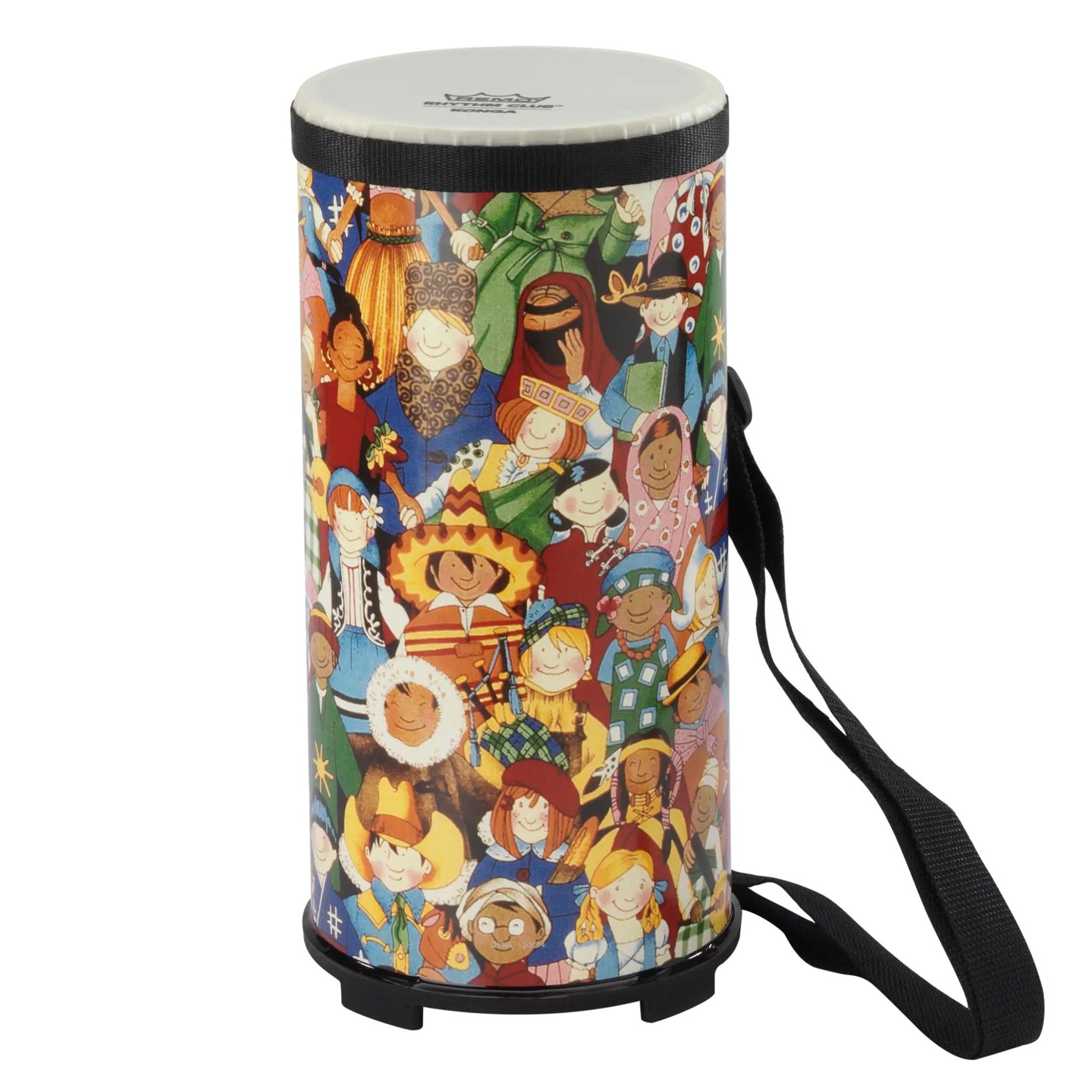 Remo Kids Konga Drum Rhythm Club Series RH-1206-00 featuring a pre-tuned Suede® drumhead, Acousticon® shell, and colourful Rhythm Club graphics.