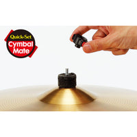 Close-up of a hand removing the Quick-Set Cymbal Mate from the Tama Stage Master HC43BSN Boom Cymbal Stand with cymbal attached.